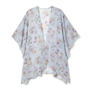 NEW UMGEE sheer mixed print kimono with side slit in light blue